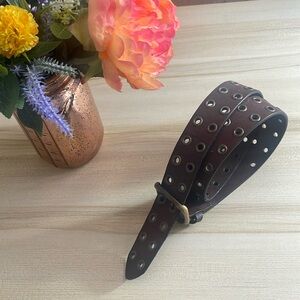 American eagle genuine leather brown grommet belt
